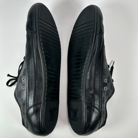 Louis Vuitton Black & Grey Leather Damier Ebene Monogram Sneaker - Picture 15 of 16